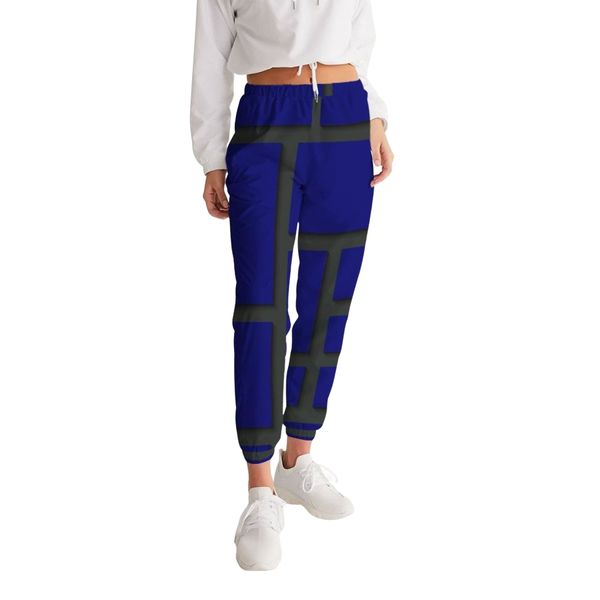 Womens Track Pants - Blue and Black Geometric Sports Pants - One Color / XS