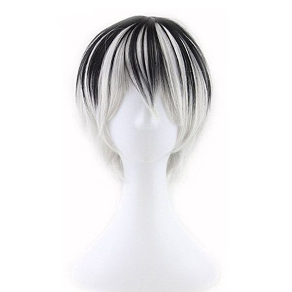 Wig Katura Short Straight Men's Wig Black, Silver, Multicolor, Cosplay, Heat Resistant, Tokyo Ghoul, Tokyo Ghoul, Tokyo Ghoul, Ken Kanagi, Gintama, Sakamoto Ginkoki Heat Resistant