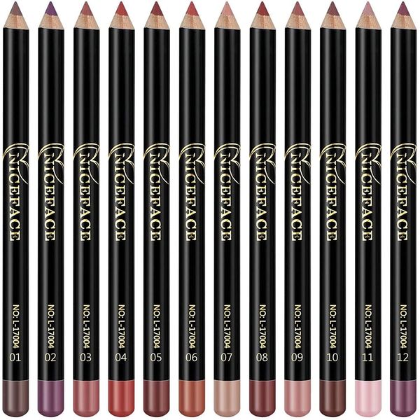 12 Colors Pencil Matte Lip Liner Set, Long Lasting, Waterproof, Smooth, Natural, Professional Makeup Lip Liner Pencil Set for Women