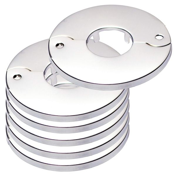 Floor and Ceiling Plate Split Flange, Fits 1 Inch IPS Galvanized Pipe or 1-1/4 Inch Copper Pipe, Chrome Finish (Pack of 6)