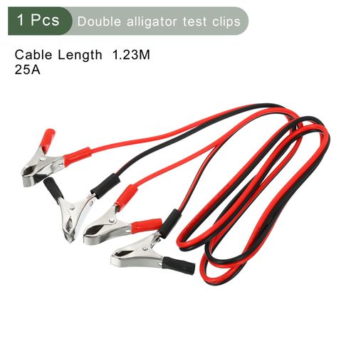 YOKIVE Dual Alligator Clip with Power Charger Cable Test Wire | Connecting Battery, Great for Electronic Equipment (Black, Red, 25A, 1.23M)