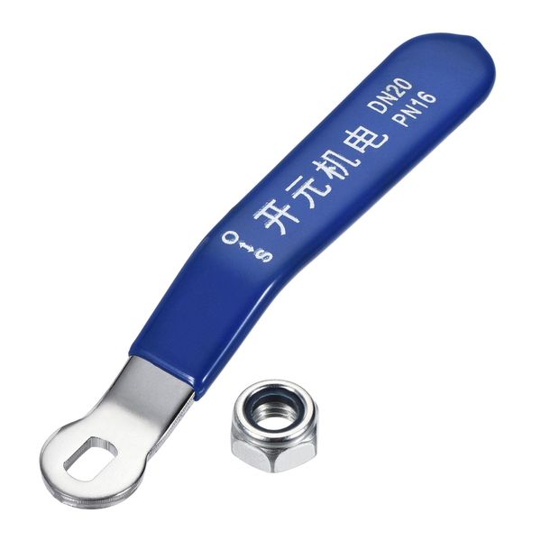 sourcing map Lever Handle Iron Chrome Plated Replacement with Plastic Grip Blue for DN20 Ball Valve