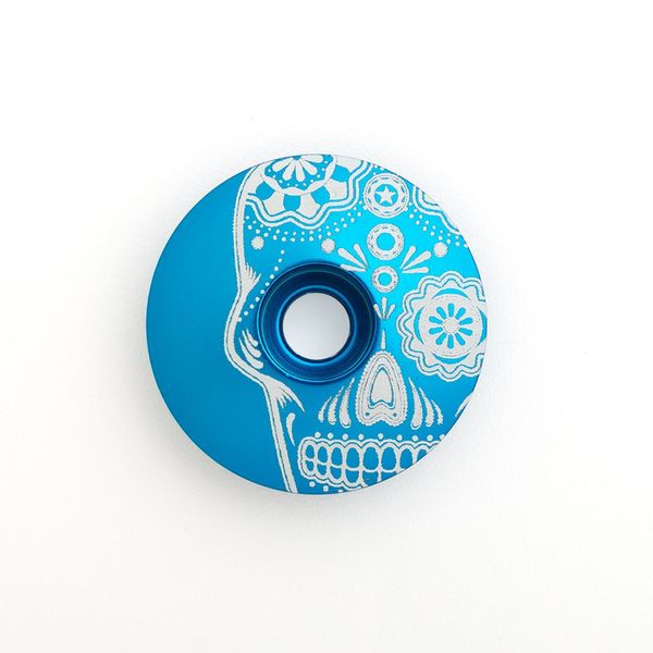 KustomCaps Sugar Skull (Through The Eye) 1 1/8" Headset Cap Lt Blue