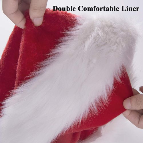 BALORAY Santa Hat for Adults Big Santa Hat Comfort Double Liner Plush Red Velvet