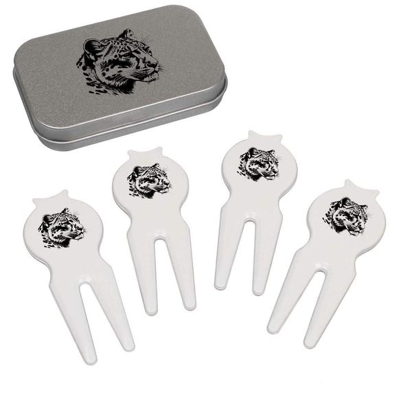 Azeeda 'Snow Leopard' Golf Divot Tool/Repair Fork Gift Set (GO00061845)