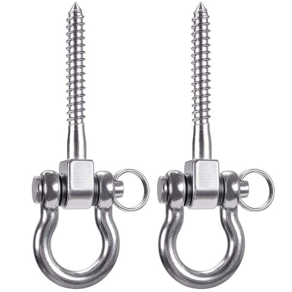 SELEWARE Set of 2 Permanent Antirust 304 Stainless Steel Screw Bracket Heavy Duty 180° Swing Hangers, 1800LB Capacity Playground Yoga Hammock Rope Tire Web Chair Sandbag Punching Bag Porch Swing Sets