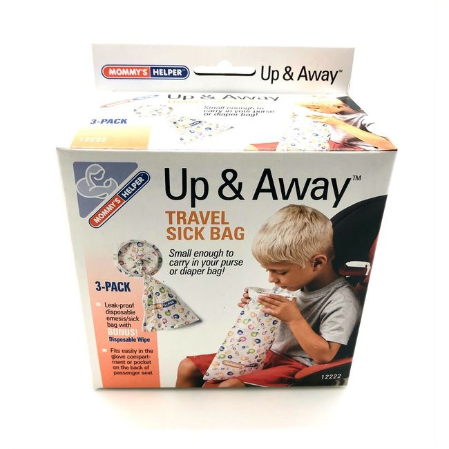 Mommy's Helper Up & Away Leak-Proof Disposable Emesis Travel Sick Bag, 3-Pack