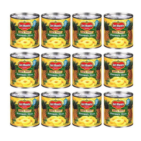 Del Monte MONTE Sliced Pineapple in 100% Juice, Canned Fruit, 12 Pack, 15.25 oz Can 15.25 Ounce (Pack of 12)