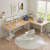 55" Modern Computer Desk Study Workstation Home Office Desk for Bedroom Natural