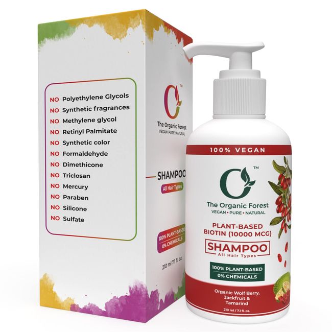 The Organic Forest – VEGAN . PURE . NATURAL 10,000 MCG Biotin Shampoo for Hair | Dry Scalp Shampoo | Hair Thickening Products | Moisturizing Shampoo | Shampoo For Oily Hair | 7.1 fl.oz.