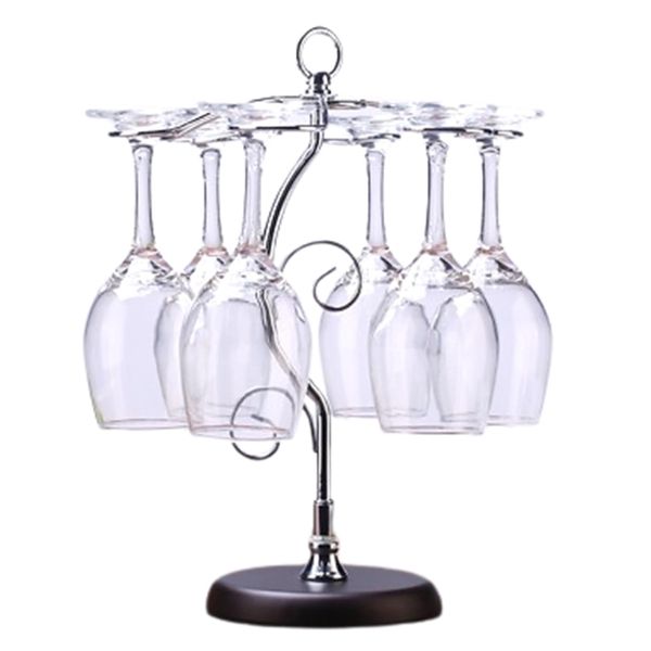 MIMIA Wine Glass Holder Hanging 6 Piece Storage Stand Kitchen Champagne Wine Glass Stand Glass Holder (Silver: Tree)