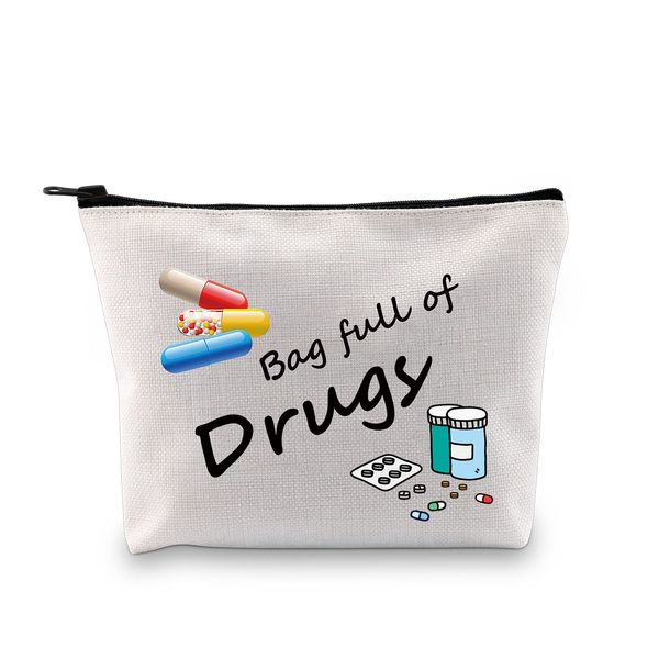 Bag of Drugs Zipper Pouch Makeup Bag Funny Drugs Bag Travel Drug Bag Cosmetic Bag Drug Storage Bag Pill Medicine Drug Bag Organizer Case (drugs bag)