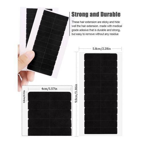 EBANKU 240 Pieces Replacement Tapes for Tape-In Hair Extensions Replacement Tapes Adhesive Strips High Adhesion Hair Tape for Hair Extensions Hair Weft (Black)
