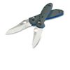 Benchmade 551-1 Griptilian Knife, Plain Edge Satin Blade, Gray/Blue G10 Handle