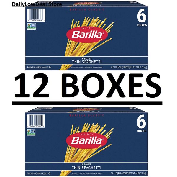 12 BOXES - Barilla Pasta Thin Spaghetti 16 oz (Total 192 oz)