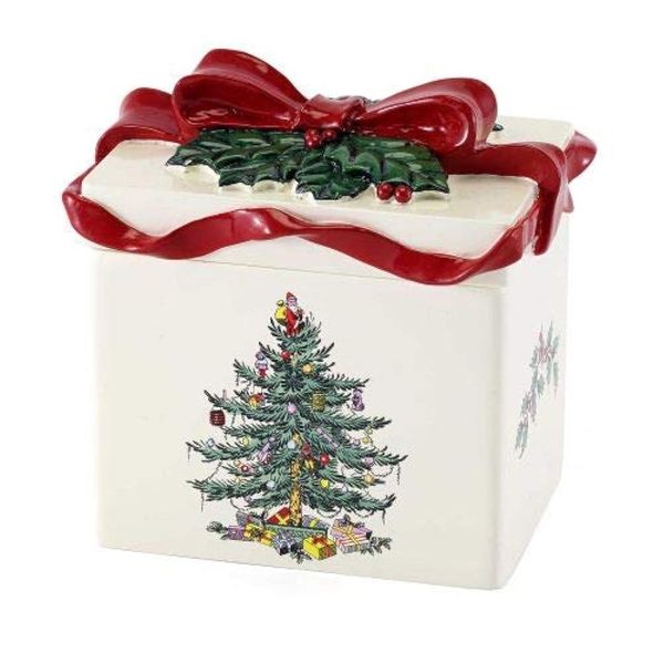 Spode - Covered Jar, Guest Bathroom Essentials, Holiday Home Decor Christmas Tree Collection