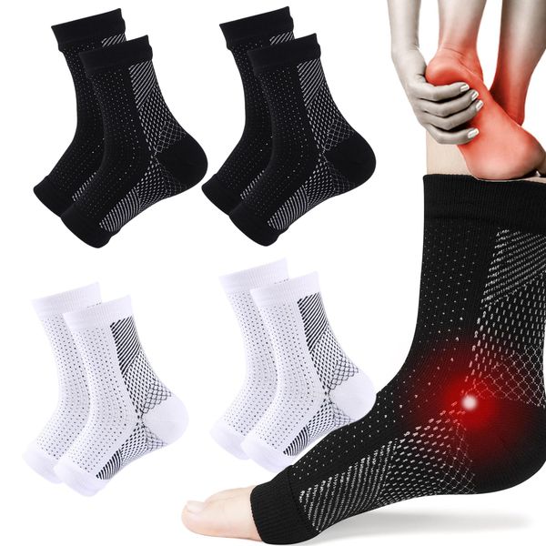 4 Pairs Plantar Fasciitis Socks, Neuropathy Socks for Women and Men,Soothe Relief Socks for Neuropathy Pain Women,Plantar Fasciitis Relief Compression Socks for Arch Pain, Foot Swelling & Fatigue