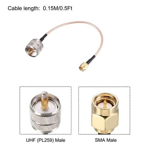 uxcell SMA Male to UHF PL-259 Male RG316 RF Coaxial Coax Cable 0.15M/0.5Ft
