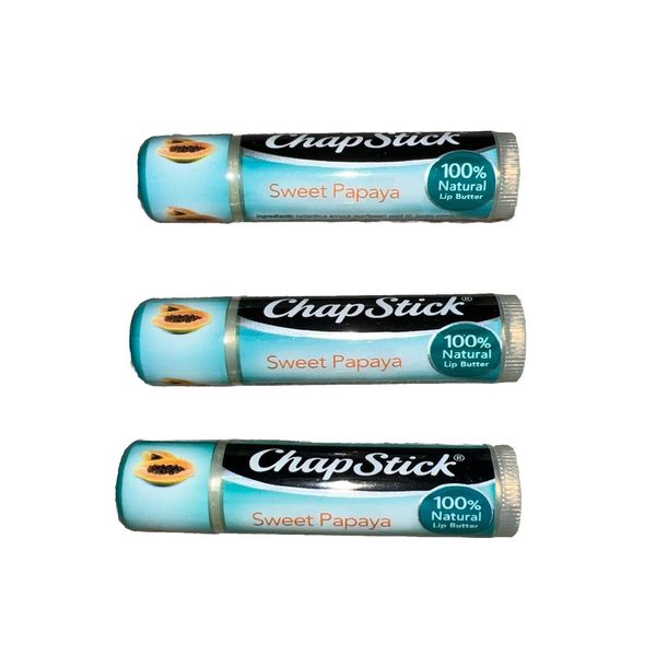 3 Chapstick Sweet Papaya Balm Tubes 100% Natural Lip Butter Chap Stick NEW