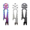 Harlorki 3 PCS Multi-function Skull EDC Tool Pocket Stainless Steel Key Ring Bottle Opener