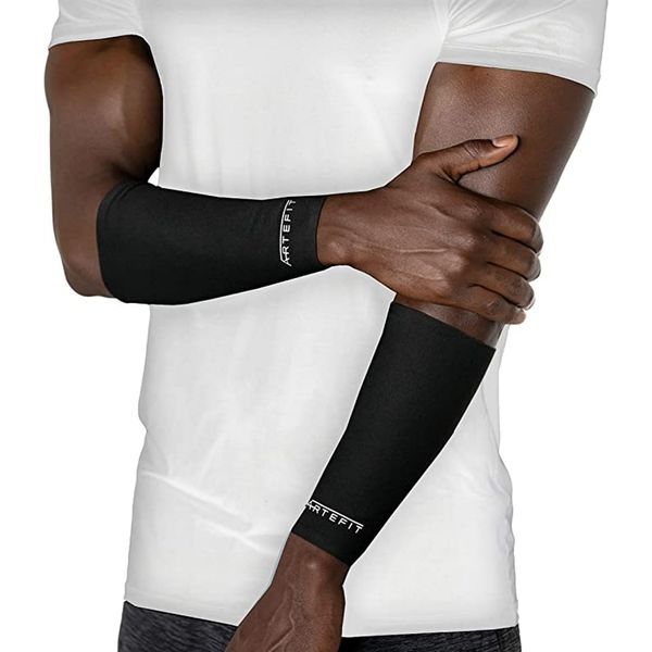 Artefit Forearm Sleeves - Compressions Short Arm Sleeves - UV Protection (Black, S)