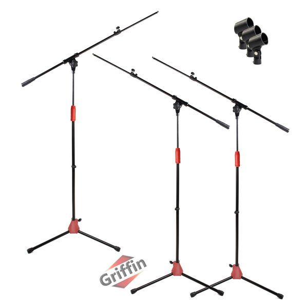 Microphone Boom Stand 3 PACK - GRIFFIN Telescoping Boom Tripod Studio Stage Mic