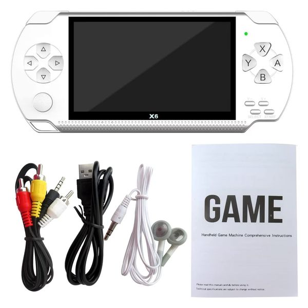 Qblahip New X6 4.3" White 8GB 128Bit Retro Classic Video Game Console Retro Portable Handheld Video Game Console Games Built-in 10000 Games