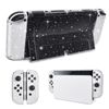 DLseego Case for Switch OLED Model 2021, Glitter Dockable Case PC Back Cover with Flip Shell Compatible with Switch OLED Console,Clear