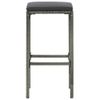 FAMIROSA Bar Stools with Cushions 2 pcs Gray Poly Rattan e,Weight-19 lbs
