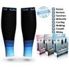 Compression Calf Sleeves Men & Women - Shin Splint Compression Sleeve 20-30mmhg, Best Footless Compression Socks for Achy Calf, Running, Nurses, Pregnancy, Post-Surgery Relief (1 Pair BLK-BLU S/M-M/L)