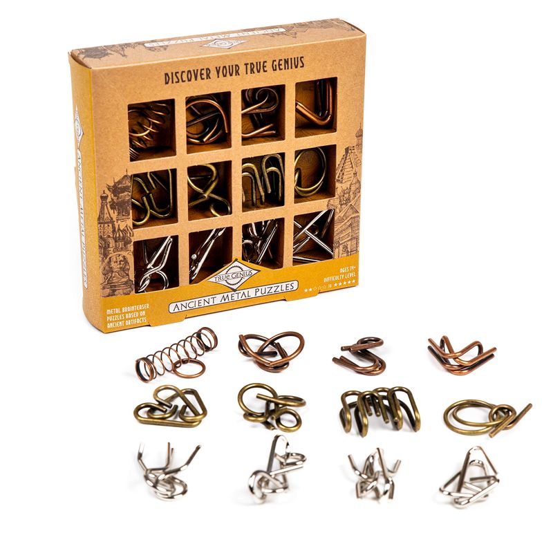 Project Genius- 12pc Ancient Metal Assortment, Metal Puzzle, Assembly ...