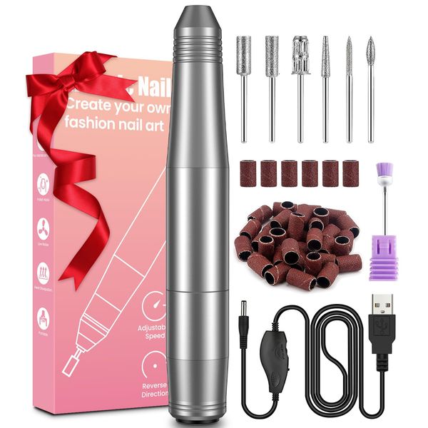 Nail Drill Machine, Electric Nail Files for Acrylic and Gel Nails, 20000RPM Electric Nail Drill for Natural Nails, Professional Nail Drill for Pedicure & Manicure, Shaping, Polishing