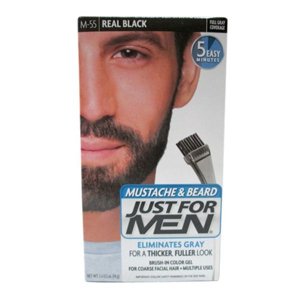 JUST FOR MEN Color Gel Mustache & Beard M-55 Real Black 1 Each (Pack of 6)