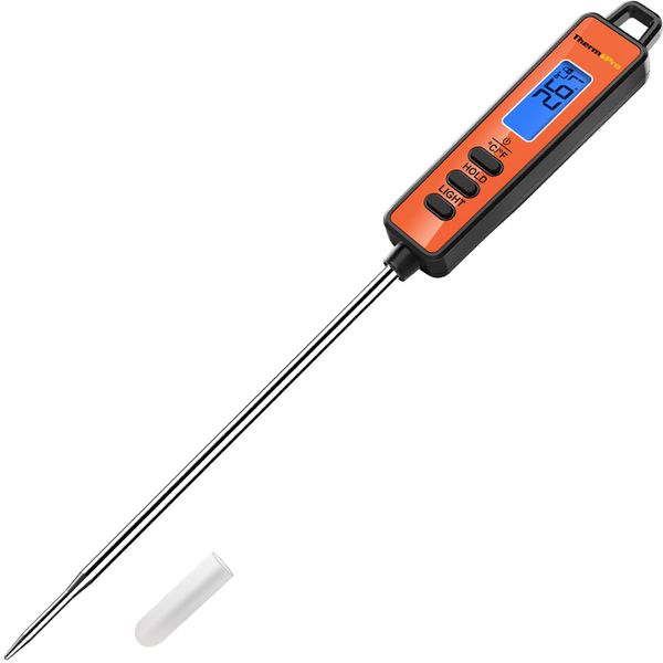 ThermoPro TP01S Cooking Thermometer Digital Cooking Thermometer Cooking Thermometer with LCD Backlight Temperature Control for Oil, Fried Food, Coffee, Milk, Meat, Chocolate, Tempura, Tea, Orange