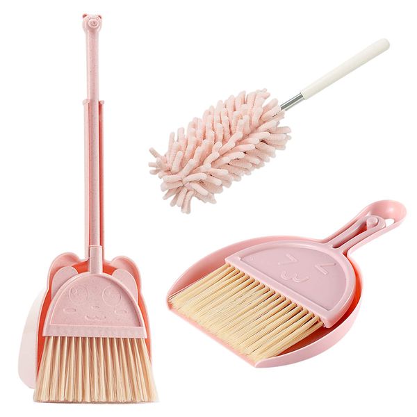 Kalolary 5 Pcs Mini Broom and Dustpan Set, Mini Broom with Dustpan for Kids, Little Broom Dustpan Set with Extendable Duster for Cleaning for Office Home Table Desk Key Board