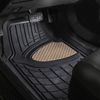 4pcs Tall Channel Rubber Floor Mats Beige Black 