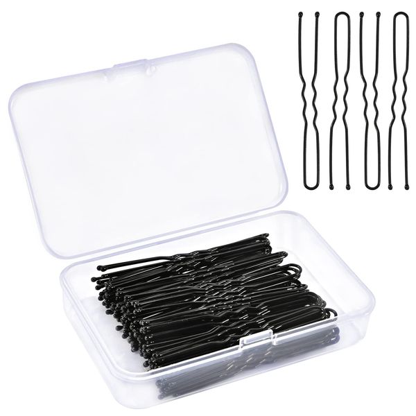 Haarnadeln, 150 Stück Metall Haarklammern, U-förmige Bobby Pins, Haarnadel Set für Kinder, Mädchen Haarzusätze, Friseursalon (Schwarz)