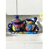 Handmade 3-Piece Talavera Breakfast Set | Small Serving Platter, Sugar Jar, Creamer Pitcher