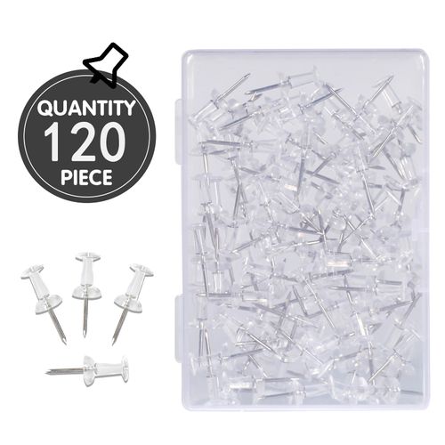 YEVEETTE 120-Pack Push Pins for Bulletin Board, Thumb Tacks with Clear Plastic Tip and Steel Tip, Portable and Durable Wall Tacks Suitable for Cork Board, Office and Daily Life
