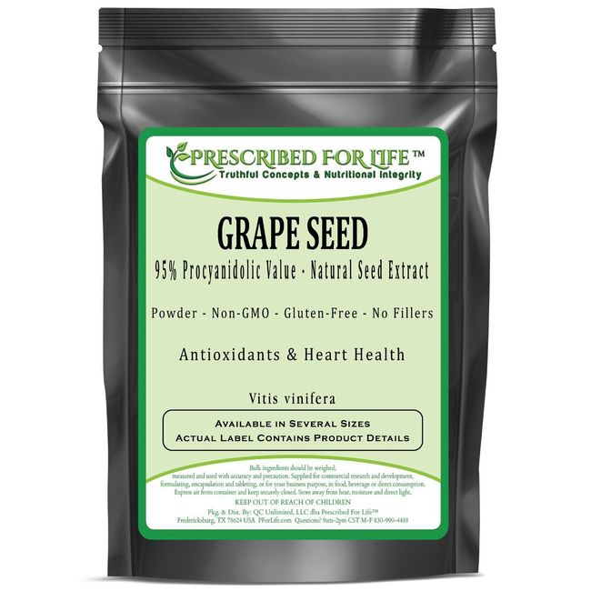 Grape Seed - 95% Procyanidolic Value - Natural Seed Powder Extract (Vit is