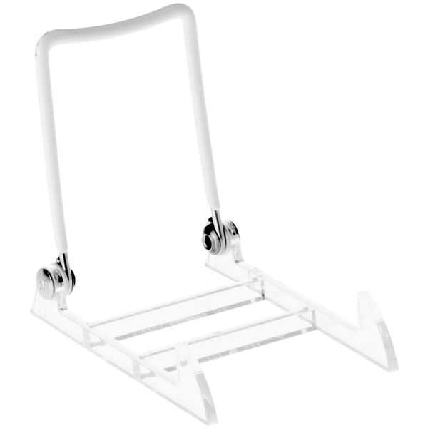 GIBSON HOLDERS 1PL Adjustable White Wire and Clear Acrylic Display Easel, 2.75" W x 3.75" D x 3.5" H, Pack of 6