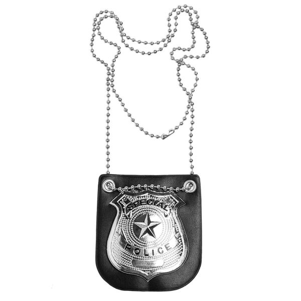 Joy Join Kids Police dress up Accessories Pretend Play Special Police Badge with Chain(Black)