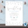 Personalised Wedding Sparklers Sign in Light Blue and Silver Effect (SLB19)