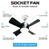 Bell + Howell Black Socket Fan Ceiling Fan with Warm Light and Remote Control