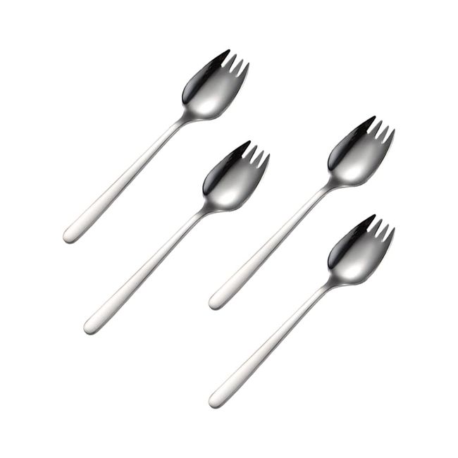 Desirable Sparking Spoons, Set of 4, Stainless Steel Dinner Spoons, Stainless Steel 18/8 Steel, Salad Spoons, Integral Spoons, Serving Spoons, Paster Forks, Multifunctional Fork Spoons (7.3 inches)