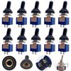CESFONJER 10 SPDT Mini Miniature Toggle Switch, On/Off 2 Pin 2 Position Mini Toggle Switch + Waterproof Cap AC 125V/6A, 250V/3A (Blue)
