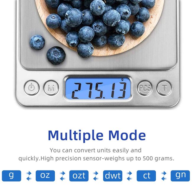 Digital Kitchen Scale 3000g/ 0.1g, Pocket Food Scale 6 Measure Modes, Gram  Scale with 2 Trays, LCD, Tare, Digital Scale Grams and Ounces for Food,  Cooking, Nutrition, Battery Included 