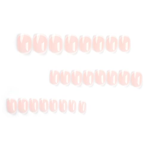 Unghie Finte Corte MouyouGlow,Ovale Squadrata Nude Naturale Bianche French Press on Nails con Colla,Colore Della Pelle White Tip Fake Nails
