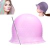 Reusable Silicone Hair Highlighting Cap - Salon Hair Dye Cap & Metal Hook Matting Tipping Hair Styling Tools(Purple)
