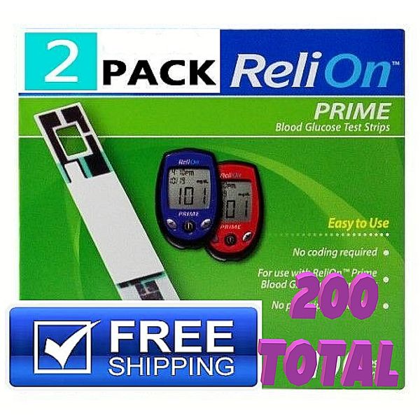 200 Count🎁 ReliOn Prime Blood Glucose Test Strips (OCT/2024)📦FREE SHIPPING!!!